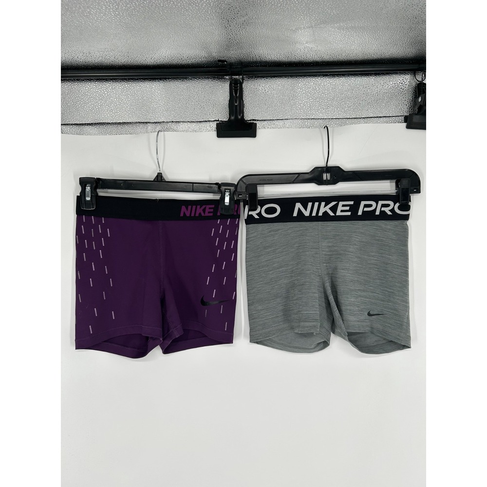 Lot Of 2 Nike Pro Dri Fit Shorts Womens Small Gym Running Compression 855295-543